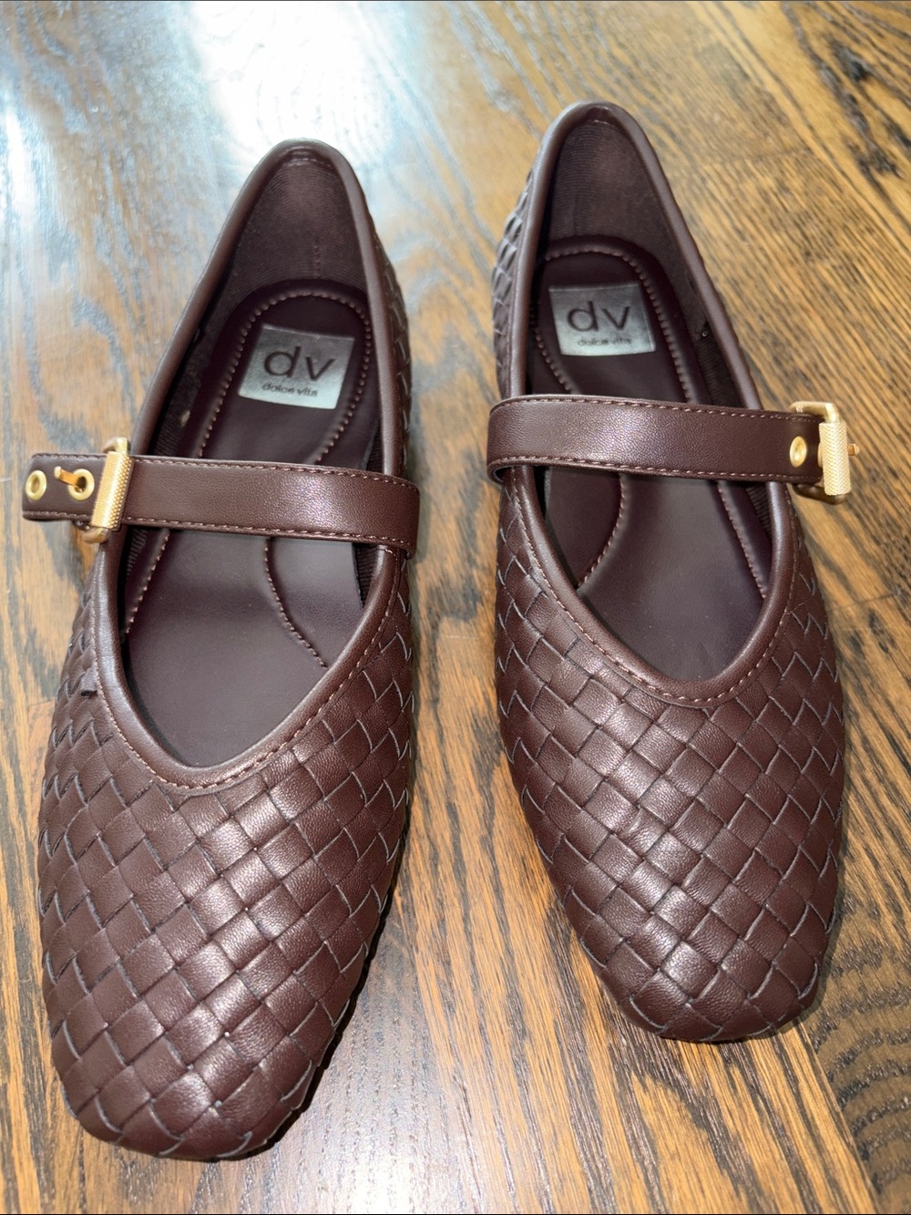 NWT Dolce Vita Mylaney Mary Jane Woven Flats in Dark Brown